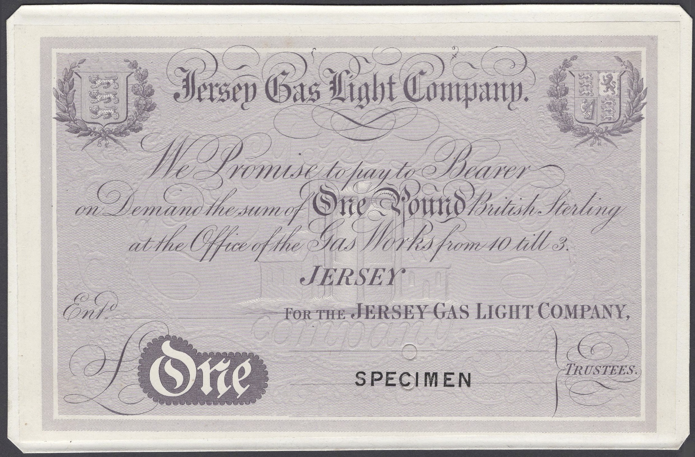 Jersey Gas Light Company note belonging to Sir David Kirch's collection (27261650)