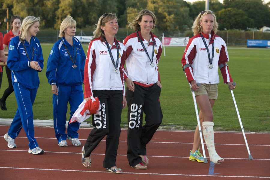 Jo Gorrod, centre, and Arlene Lewis, left, finished fourth and 11th respectively in the Isle of Wight in 2011 to take team silver. Katie Thompson, right, was unable to finish the race