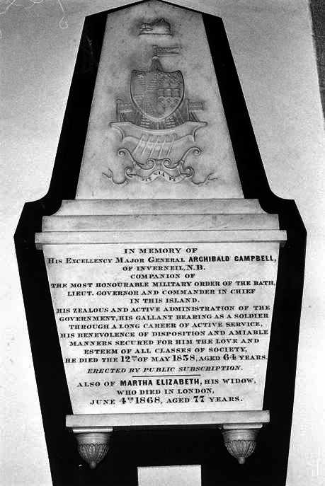 The memorial in the Town Church to Lt Norman Campbell, who died in St Helier