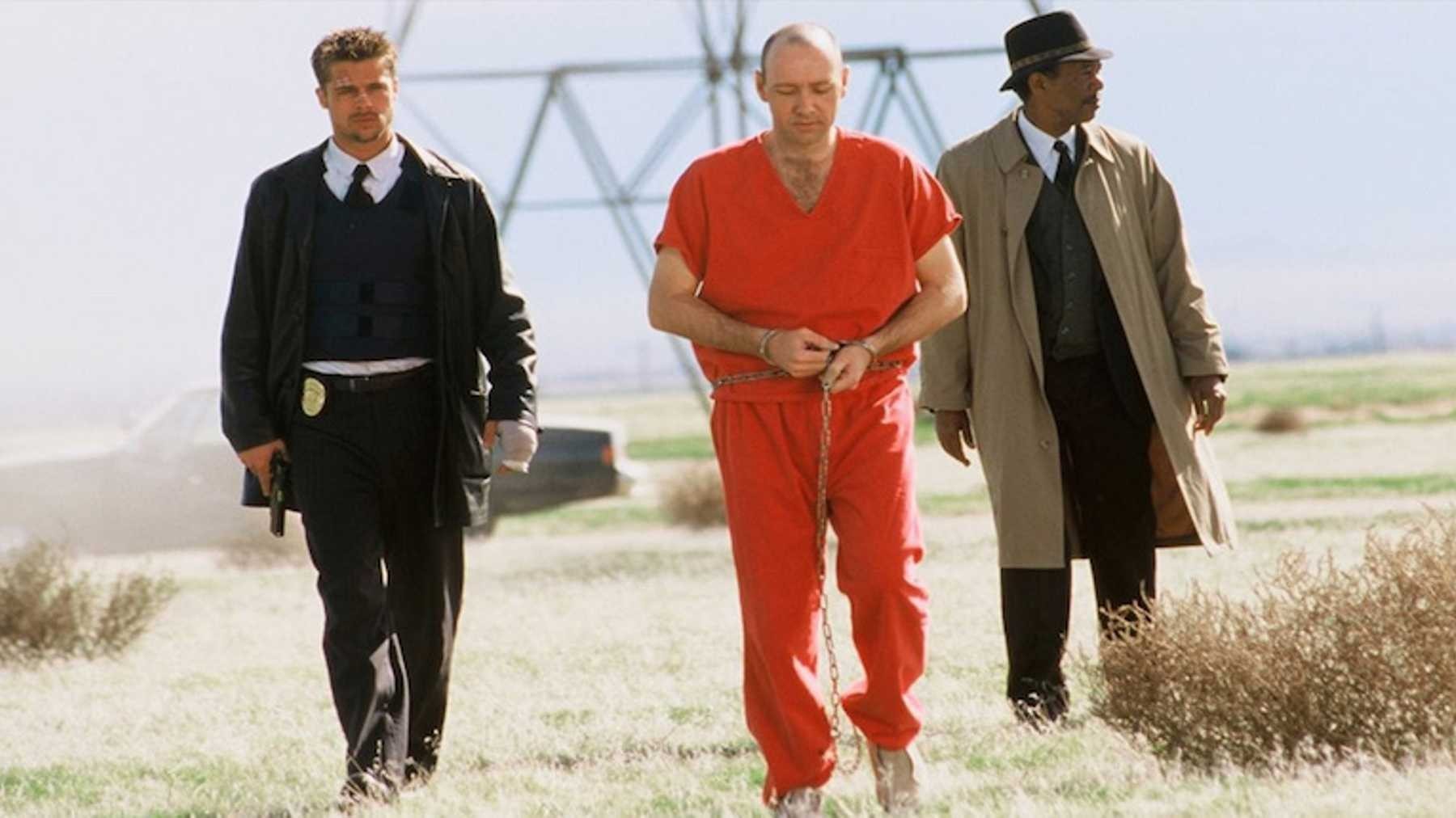 Brad Pitt, Kevin Spacey and Morgan Freeman in Seven (28837024)