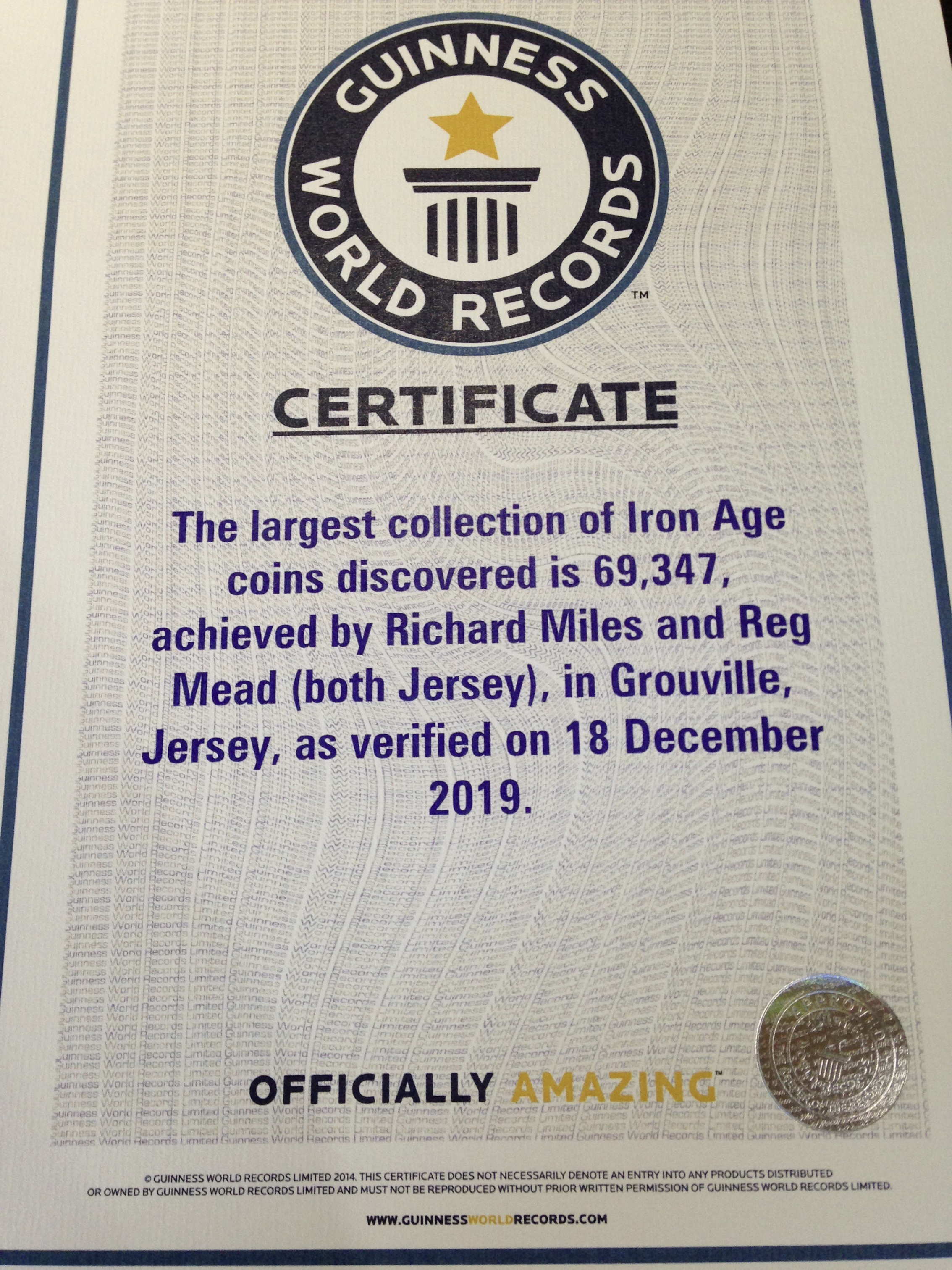 The coin hoard discovery in Jersey in 2012 is now officially a world record (27026427)