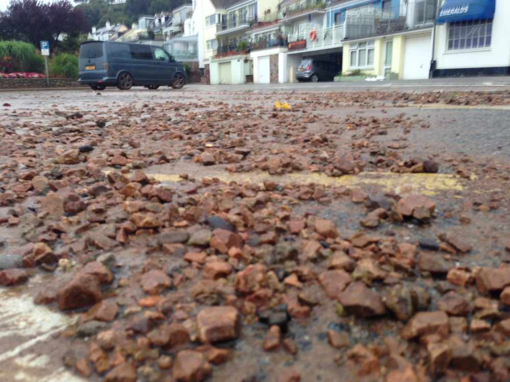 Rocks were thrown over the sea wall at Gorey