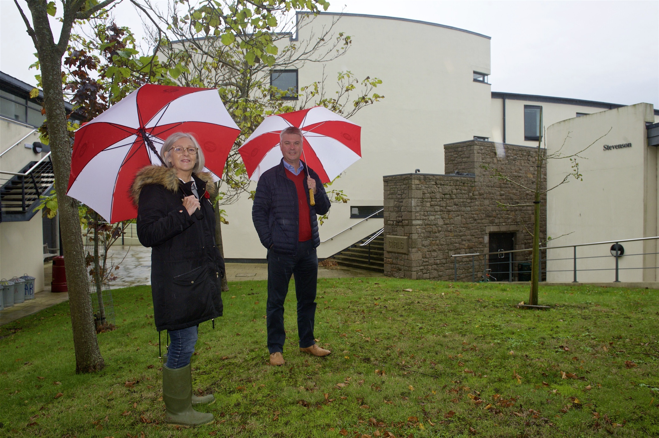 Sharon Shepherd, mother of the late Harry Zambon, with JCG principal Carl Howarth, in the area of the school that they hope to turn into a memorial garden following a fundraising campaign Picture: ROB CURRIE (26199251)