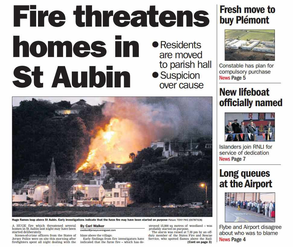 How the JEP reported the St Aubin fire in September 2009