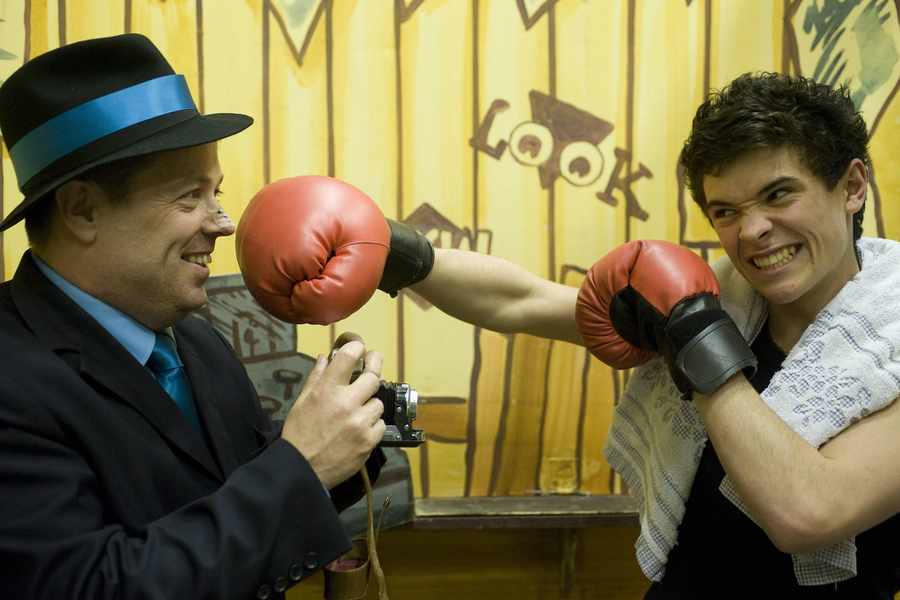 Jonny gives Steve Moore a split nose during a performance of Guys and Dolls at the Jersey Opera House in 2010