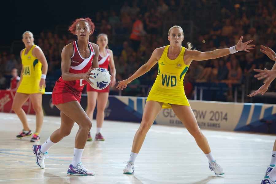 Islander Serena Guthrie (with ball) is Jersey's most successful netballer and represents England