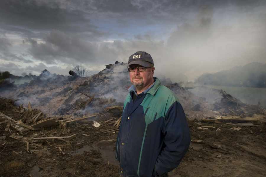 Lester Richardson at the St Martin bonfire, which was set alight by vandals the night before the event in 2009