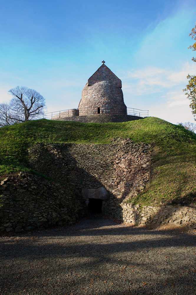 An aerial view of the Neolithic tomb of La Hougue Bie