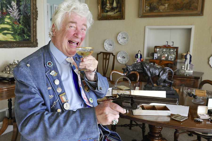 David Gainsborough Roberts with some of the items in his collection