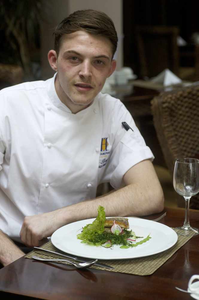 Chef Joe Baugh with one of his seaweed creations