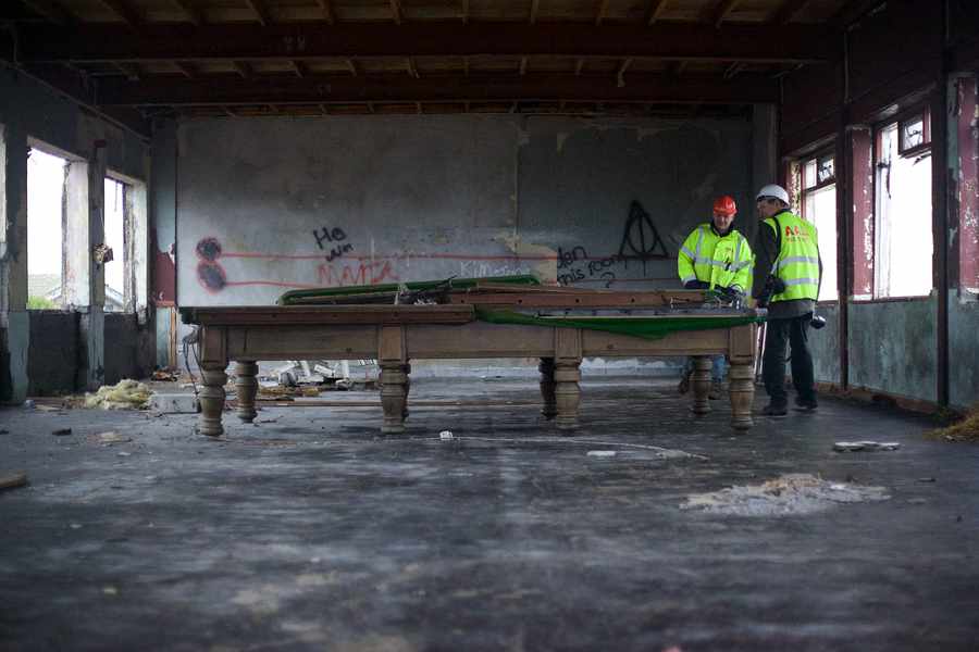 The snooker table before it was removed
