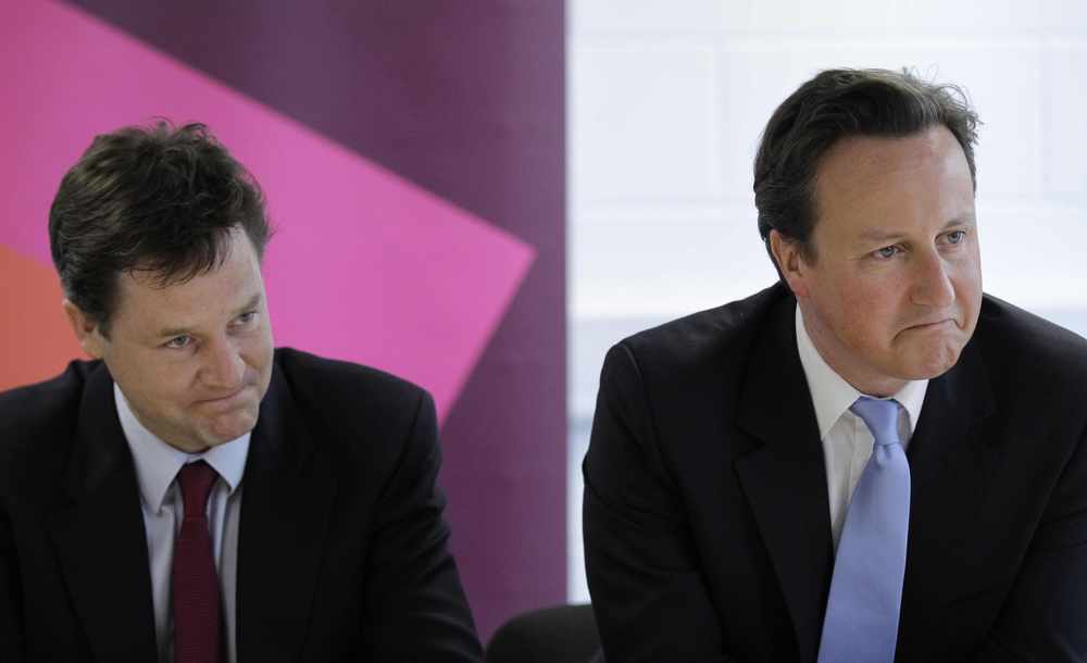 Deputy Prime Minister Nick Clegg and Prime Minister David Cameron