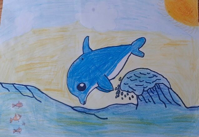 Nelly drew the dolphin on day-eight 