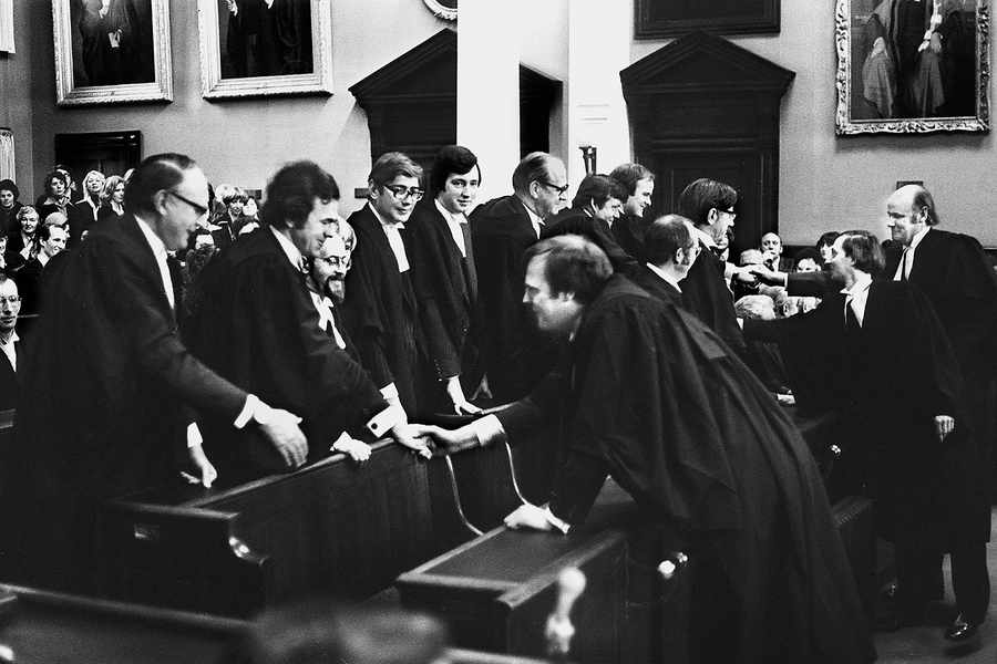 Advocates at a swearing-in ceremony at the Royal Court in 1977