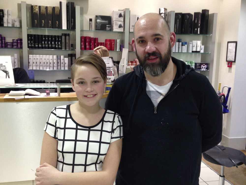 Alice with her new haircut by Toni & Guy hairdresser Damian Philpott