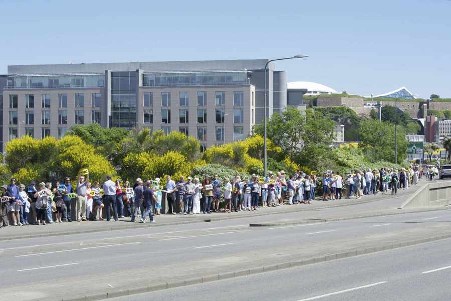 Thousands of people protested against the finance centre in June