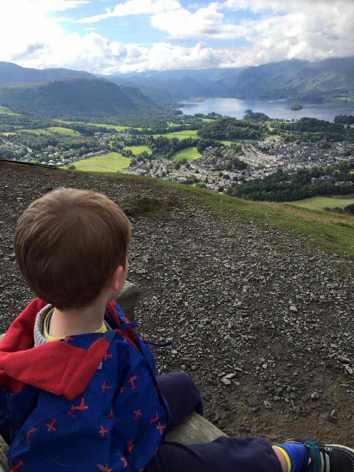 Harry looking over Keswick and Derwent Water from Latrigg