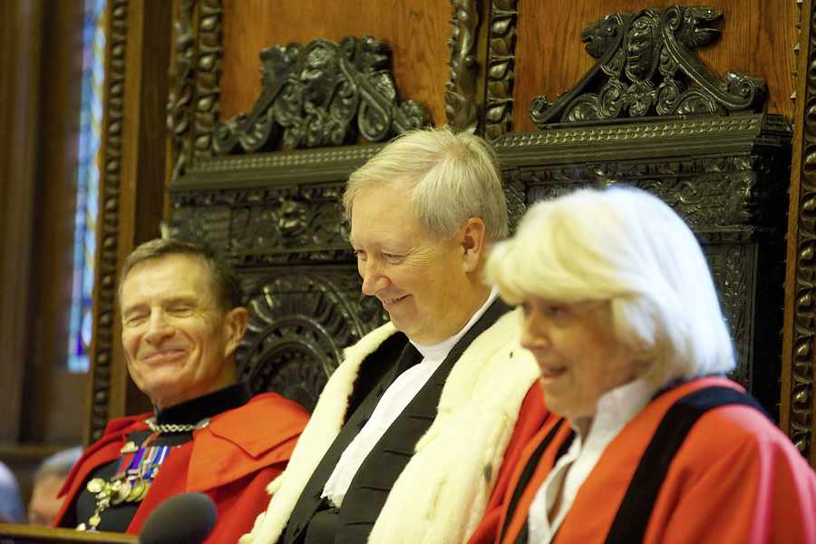 The Bailiff, William Bailhache, during his swearing-in ceremony in the Royal Court