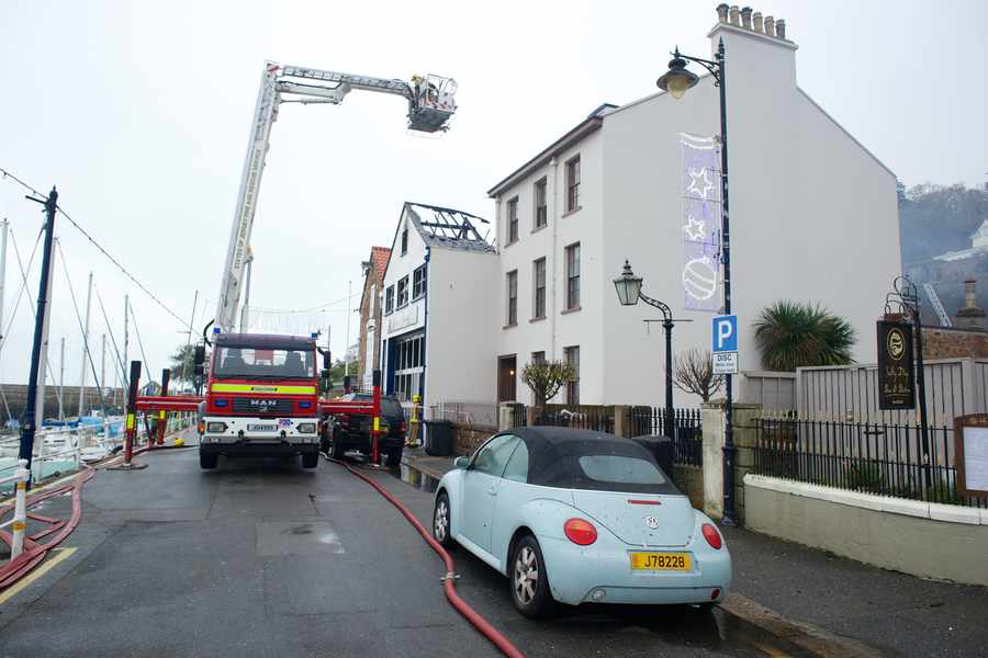 An aerial ladder was used to tackle the fire