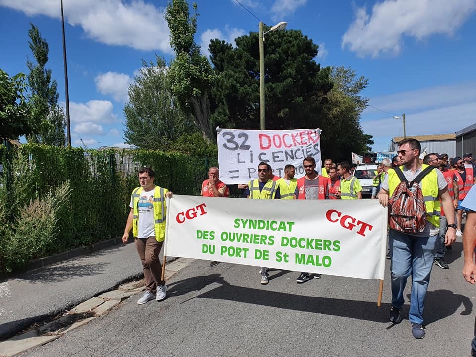 Stevedores protesting in St Malo. Picture: Jean-Philippe Acquaviva (28924834)