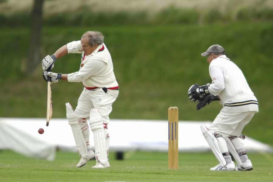 Keith Dennis, pictured playing a straight bat, toured the Channel Islands many times with the Marlyebone Cricket Club before moving to Jersey in 1996