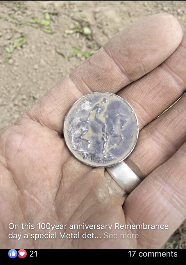 The medal when it was found in a potato field in St Brelade by Island metal detectorist Ken Rive (26353962)