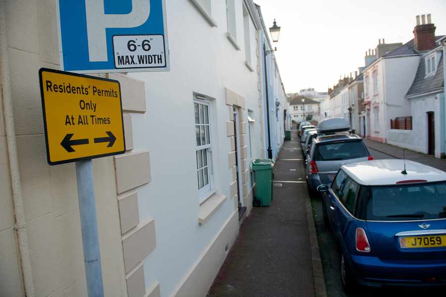 Residential parking zones such as this one in Rouge Bouillon were said to be being abused by those without permits at a recent St Helier parish meeting