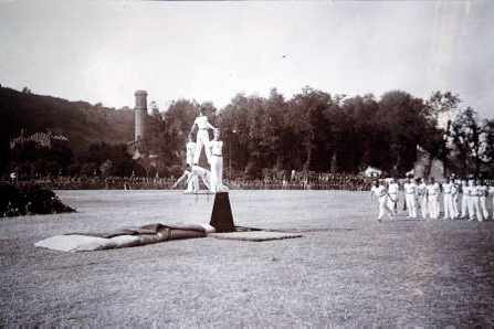 A gymnastics display at the People's Park