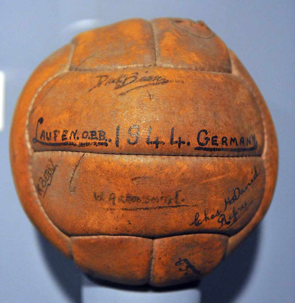 A football commemorating a game between Bad Wurzach players and Guernsey internees