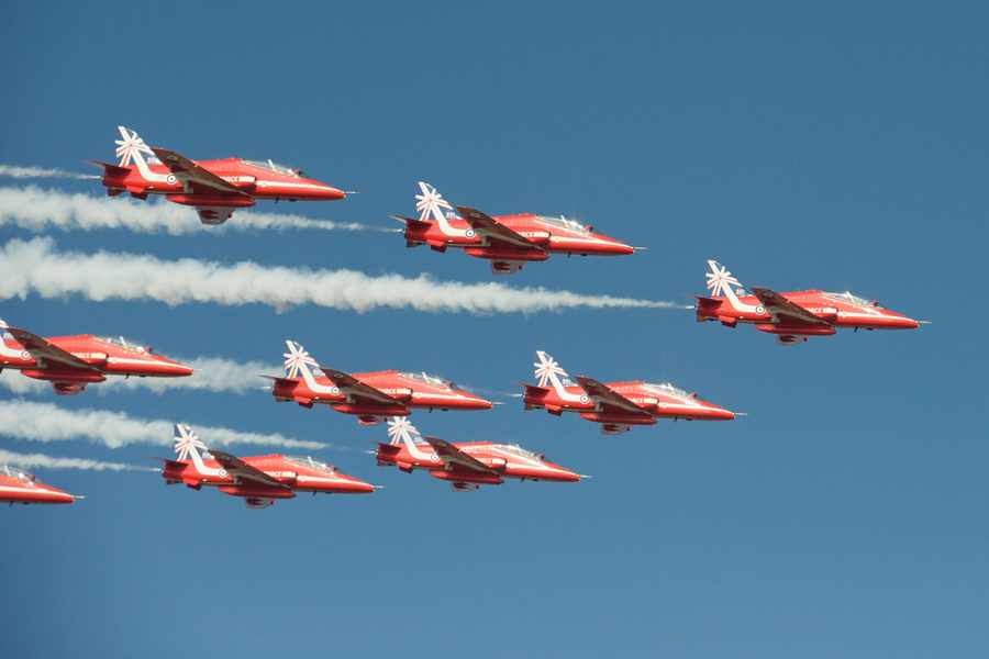 The Red Arrows during Jersey's 2014 Air Display