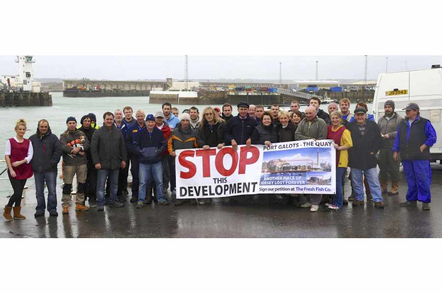 Local fishermen protesting against the axed development.