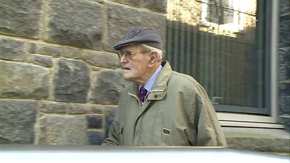 Gaston John Pinsard entering Guernsey's Royal Court. Picture Channel Television