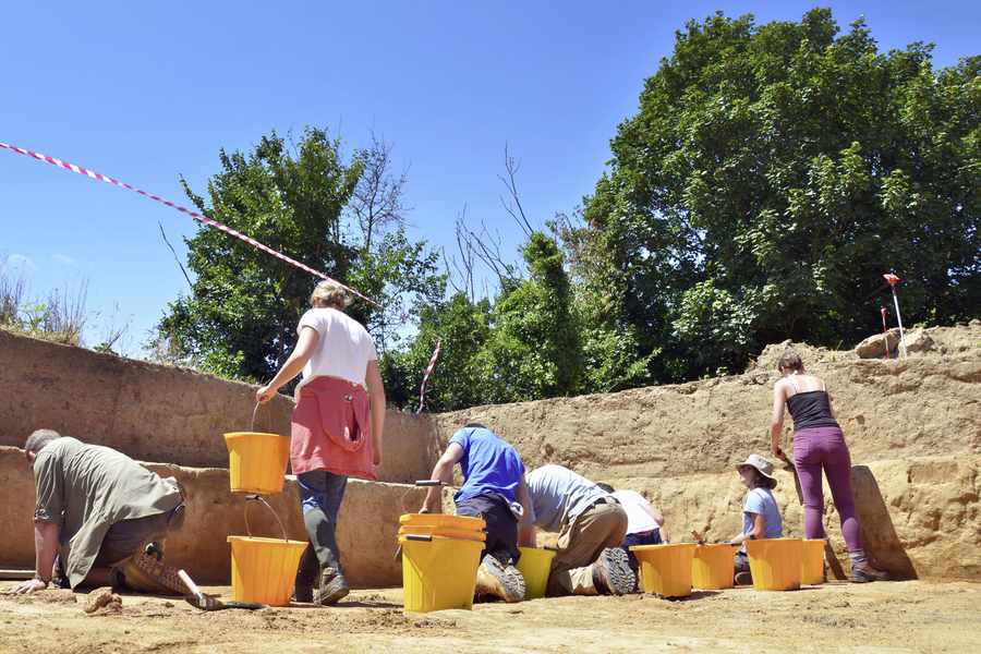 An archaeological dig at Ivystill Lane at Les Varines earlier this year