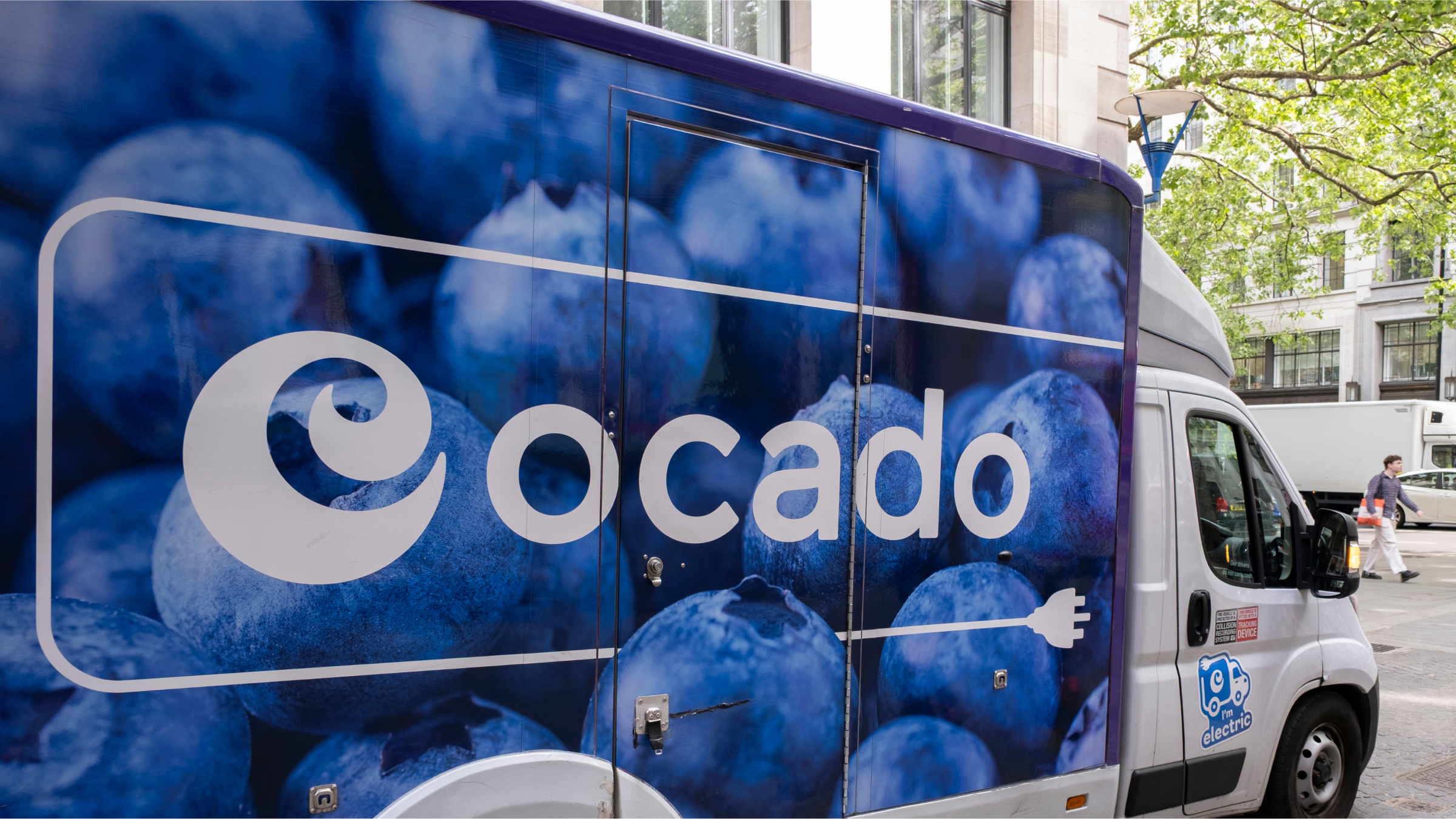 Ocado online supermarket electric delivery van.