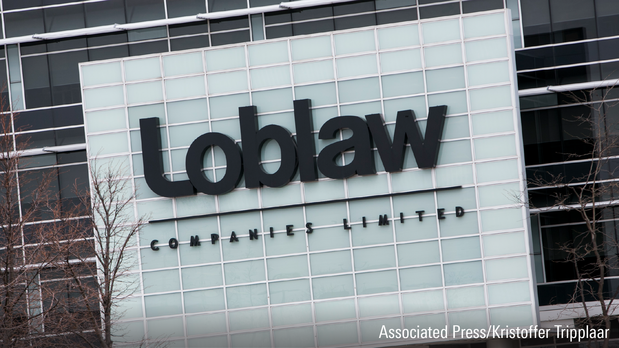 A logo sign outside of the headquarters of the Loblaw Companies in Brampton, Ontario, Canada.