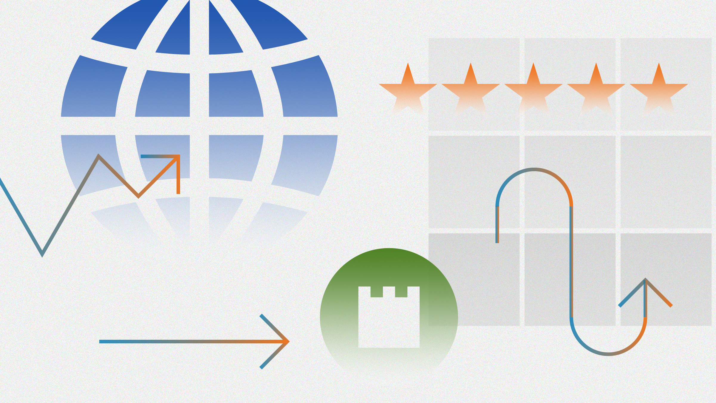 Ilustración con sector e iconos gráficos.