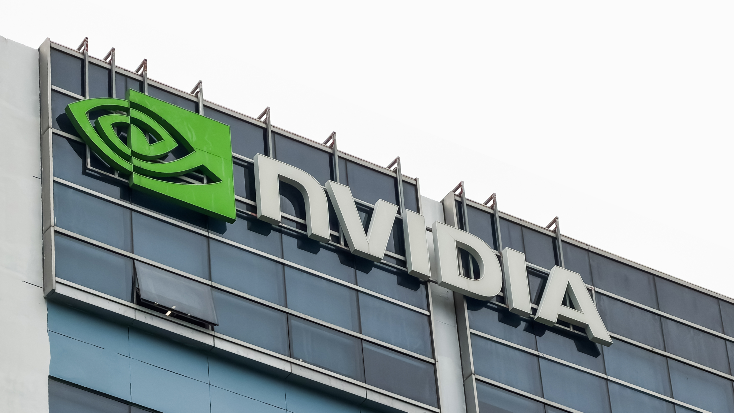 The logo of Nvidia is seen on an office building.