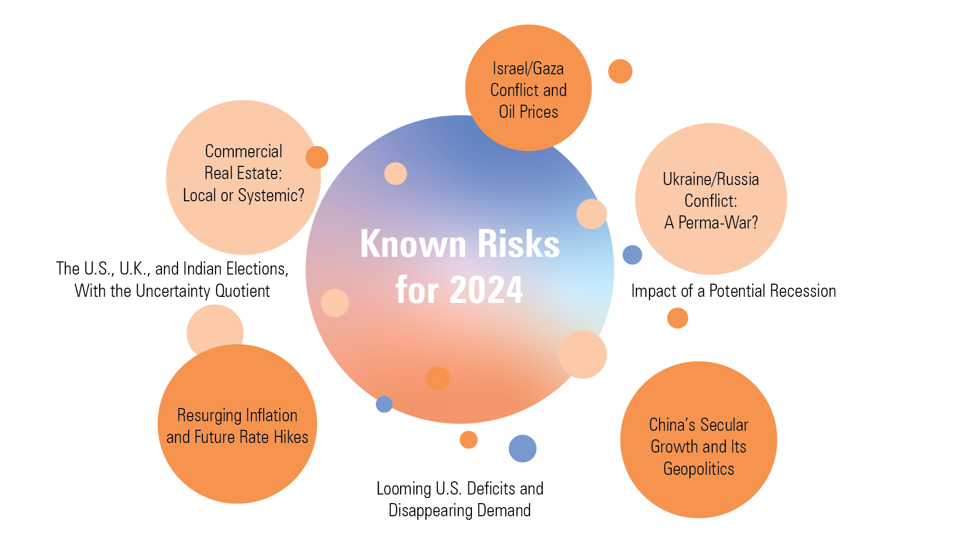 Bubble chart listing potential risks for 2024.