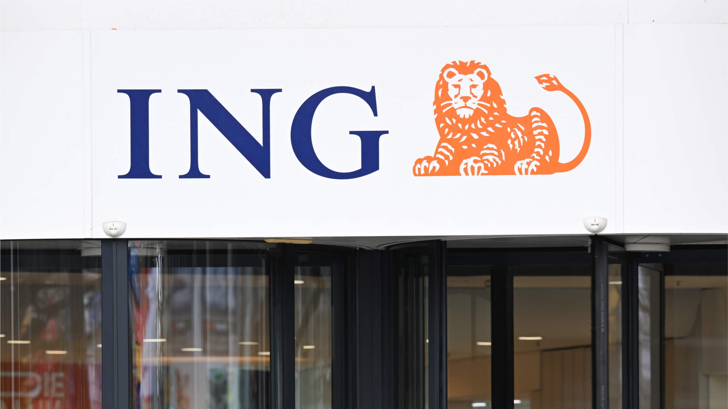 The ING logo displayed in front of building entrance.
