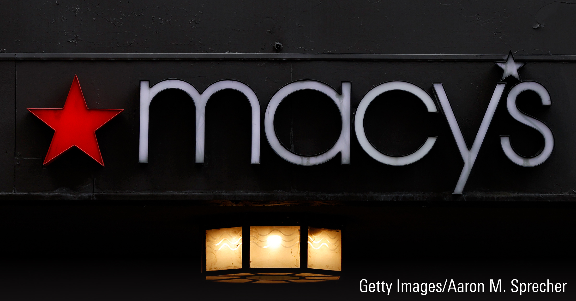 The Macy's logo and signage is displayed outside the Herald Square department store.