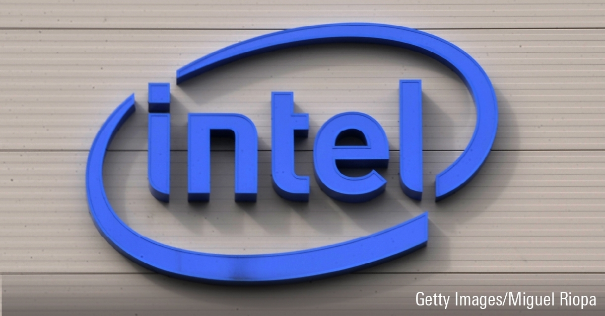 Blue Intel Logo on building taken on July 18, 2009 in Leixlip
