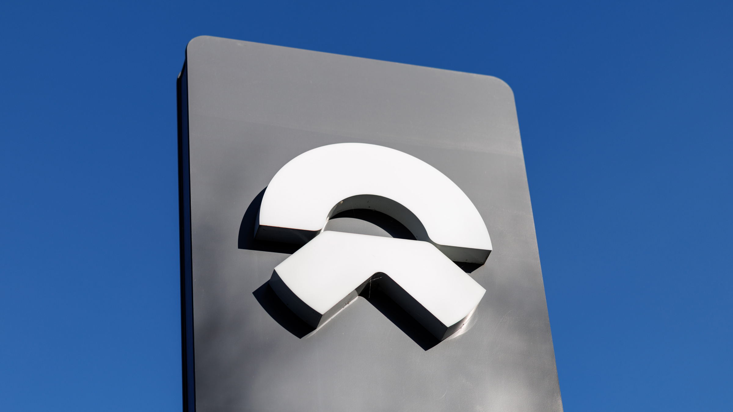 Nio logo seen on a branch of the company in Munich.