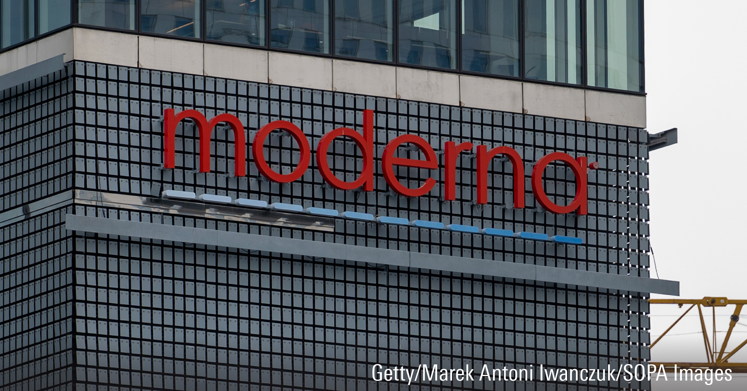 The Moderna logo is seen at the high street in Warsaw. The country is expected to experience about 3% economic growth in 2024 driven to large extend by public consumption.