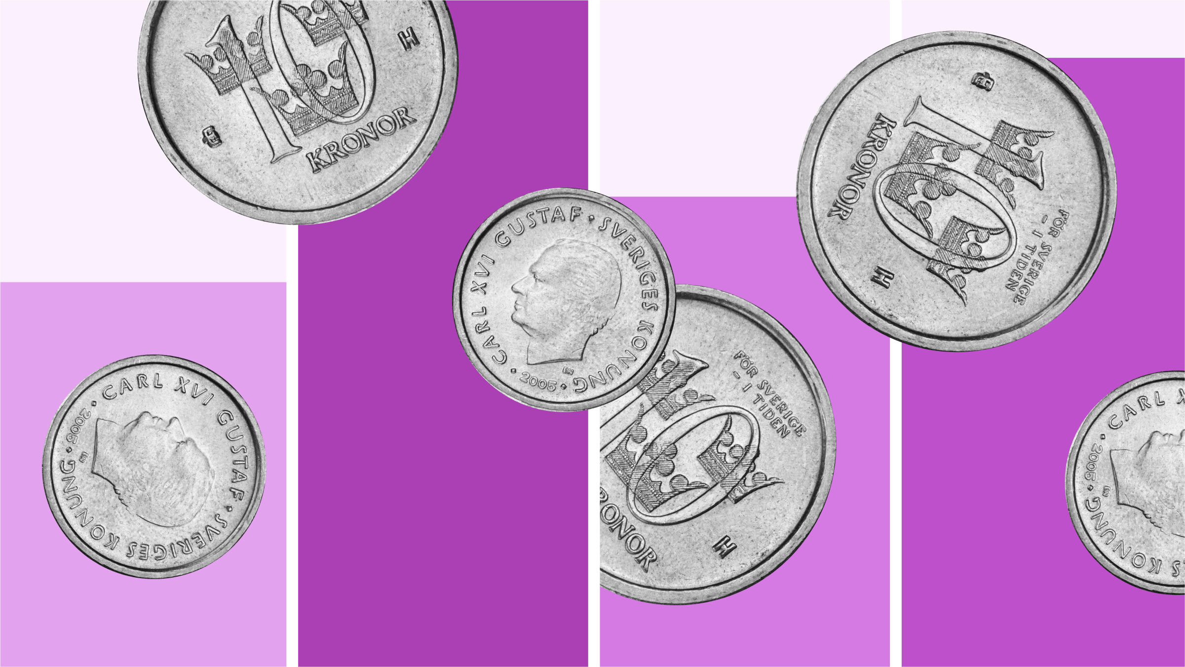 Illustration with coins floating over bar graphs