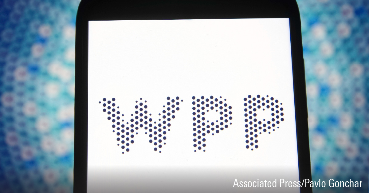 WPP logo of British communication company is displayed on a smartphone screen.