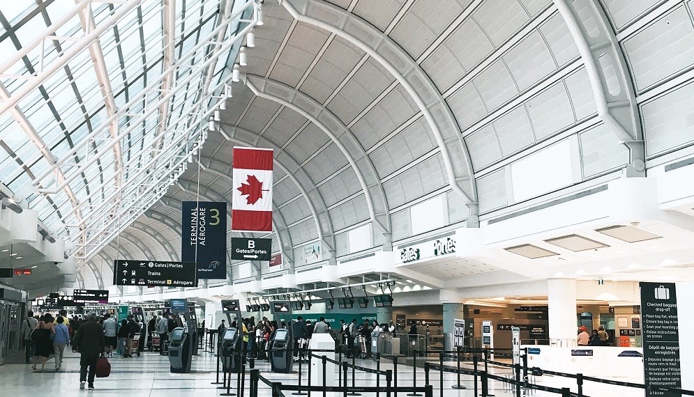 Canadian flag at airport