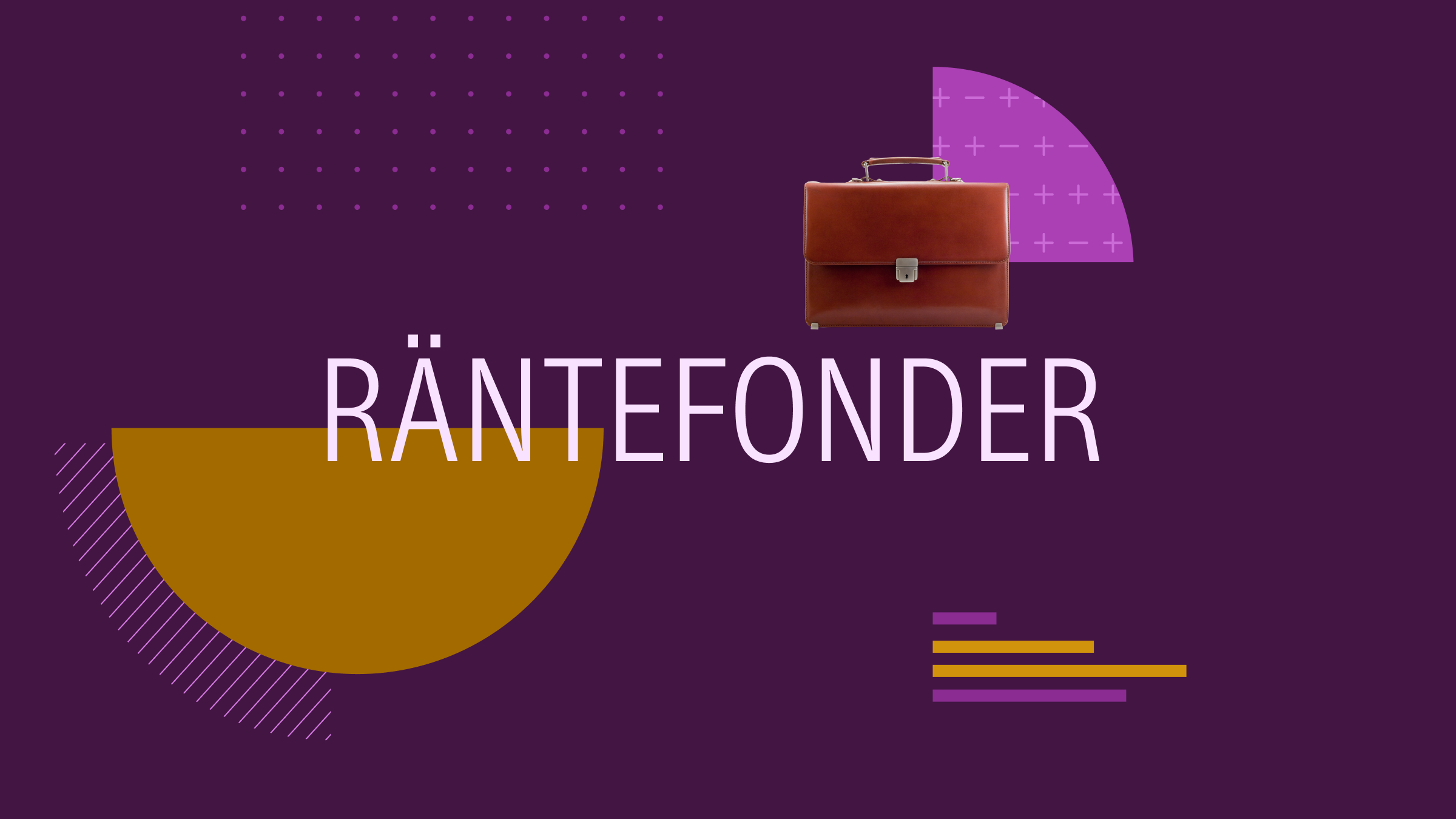 Collage illustration with the text "Räntefonder" at the center and a portfolio and graphical elements in the background.