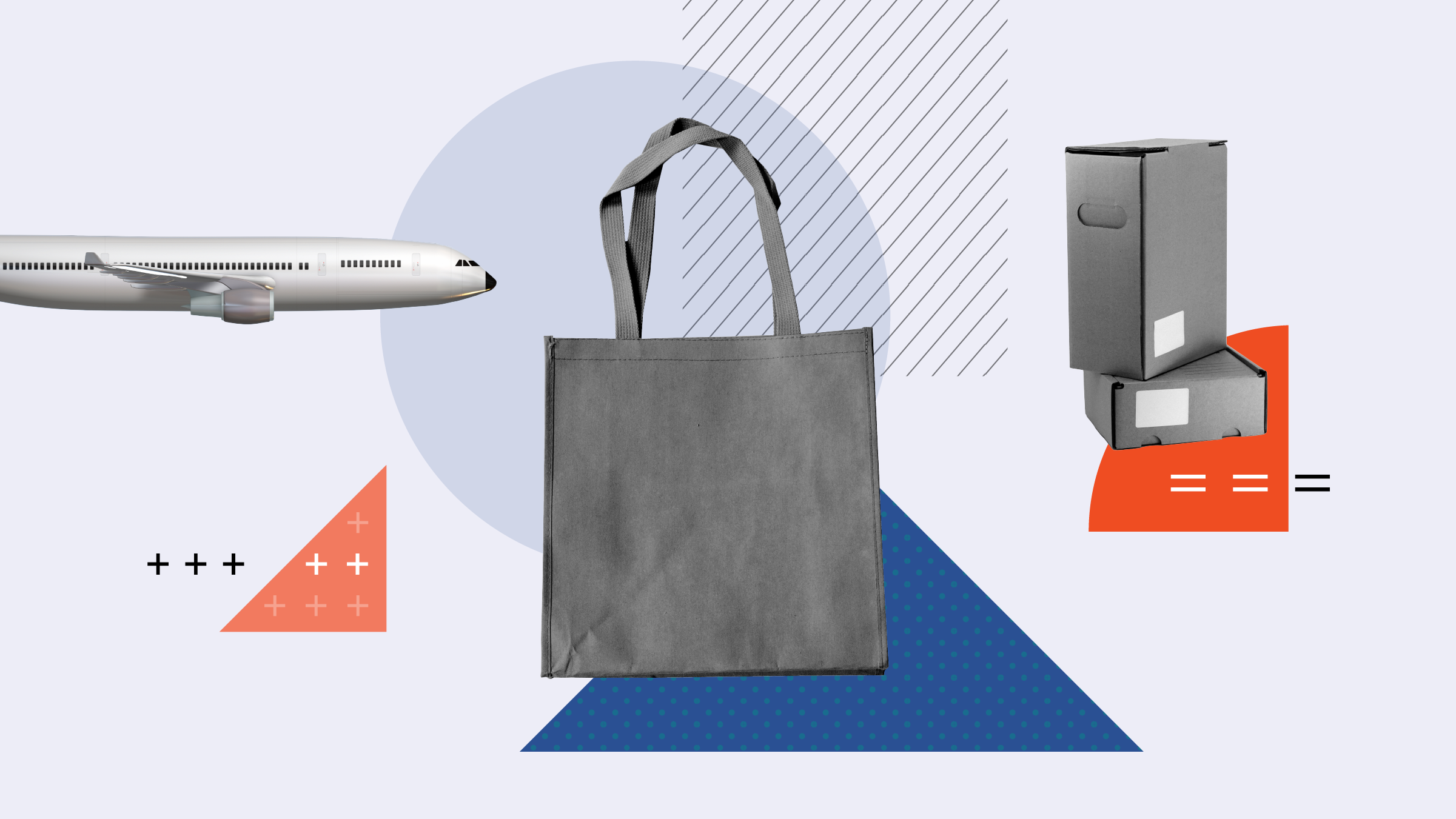 Illustration including tote bag, packages, and plane to symbolize consumer spending.