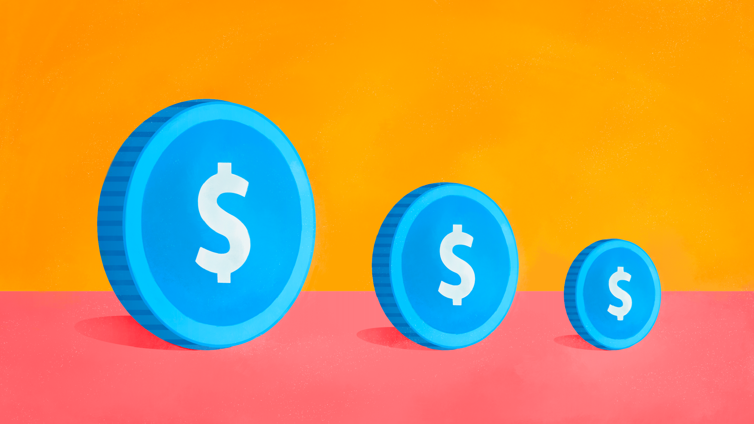 Illustration of three coins decreasing in size, symbolizing inflation