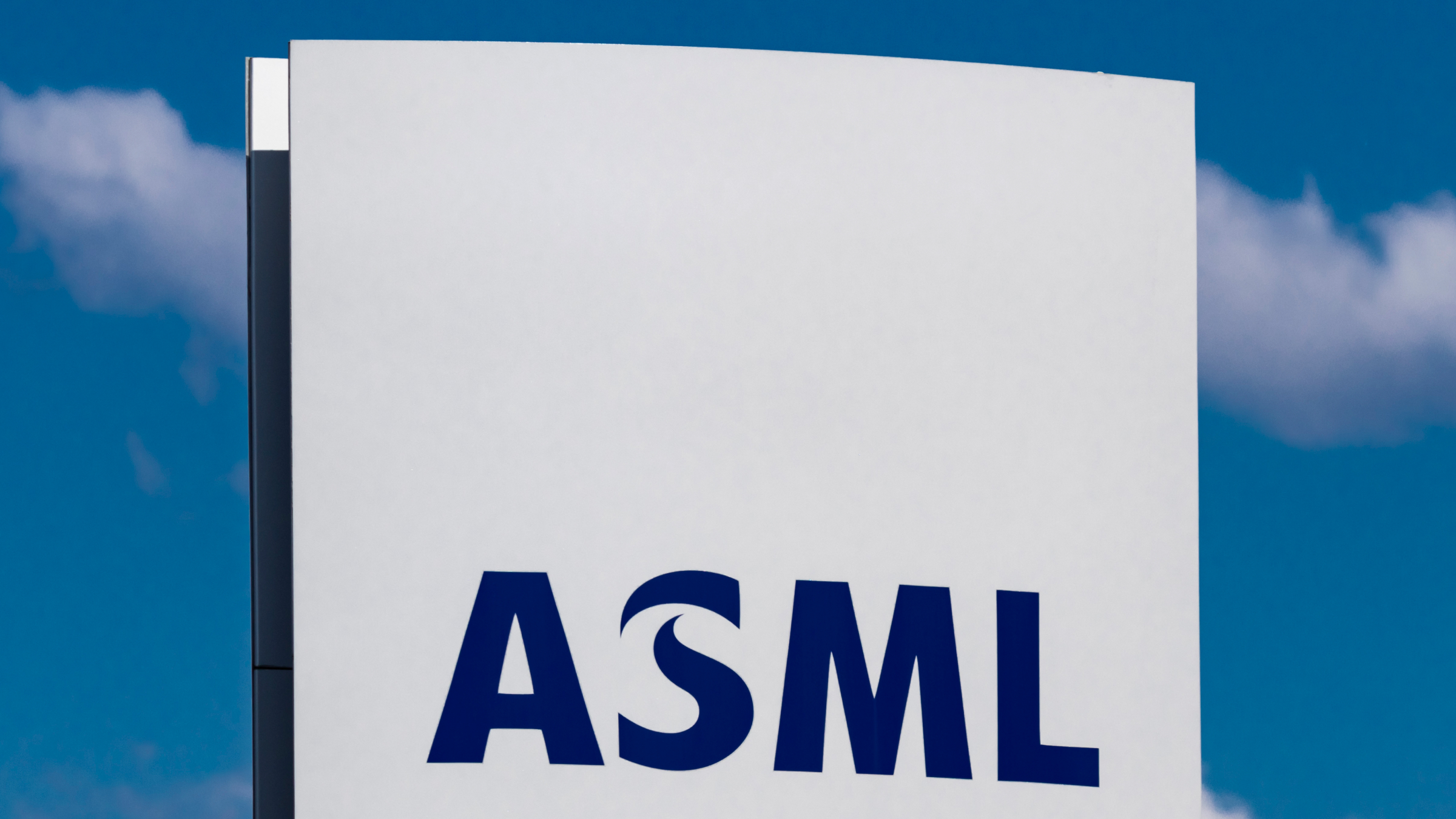 Signage of the ASML logo.